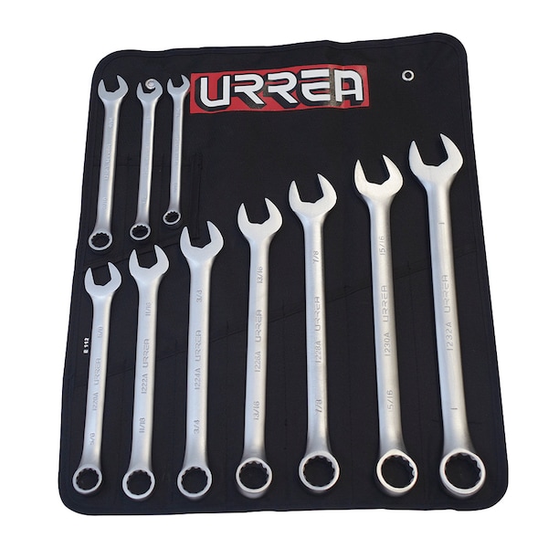 Satin finish 12-point combination wrench set 10 pc